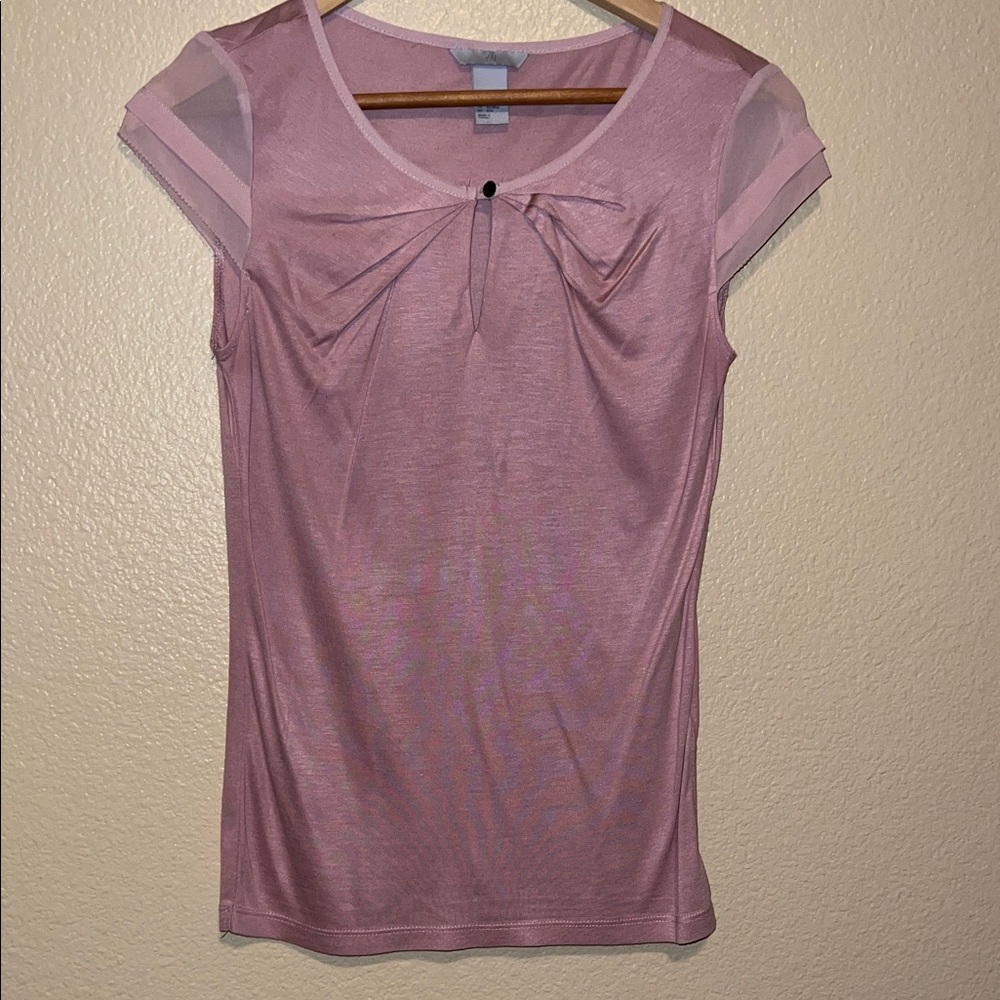 H&M Light Pink Blouse with Bow Detail